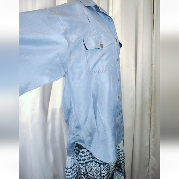 2 Pc:Tommy Bahama Silk Blouse Blue+ Maurices Skirt TAG, Tye, Tropical, XL - Picture 13 of 16